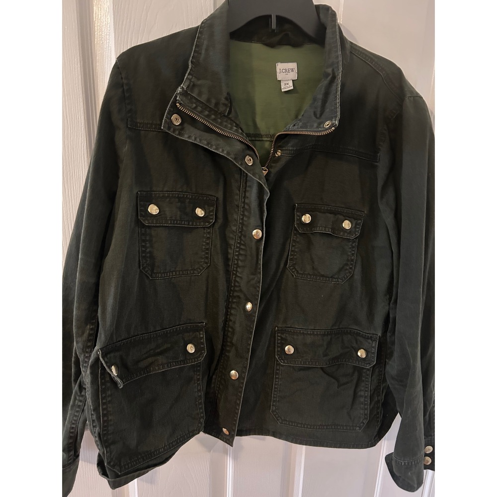 J.Crew Re-Imagined Field Jacket Dark Olive Green Cotton Utility Coat 2X
